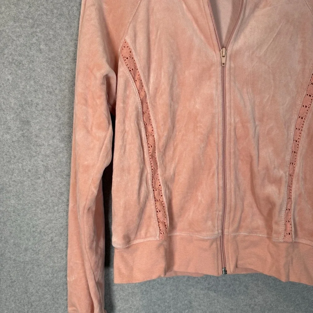 Self Esteem Zip Up Jacket Womens Small Pink Velour Y2K Vintage